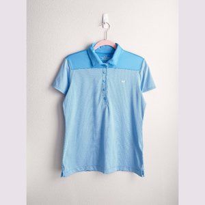 vineyard vines blue striped performance polo women S